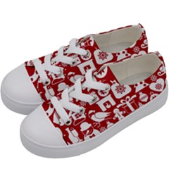 Christmas Seamless Pattern Icons Kids  Low Top Canvas Sneakers by Vaneshart