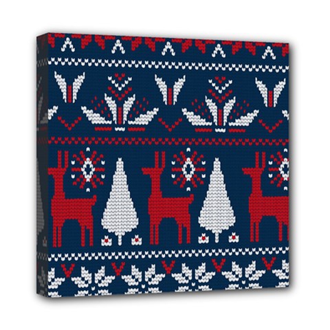 Knitted Christmas Pattern Mini Canvas 8  X 8  (stretched) by Vaneshart