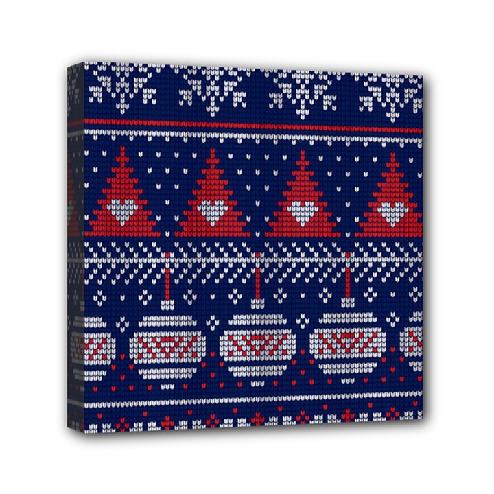 Beautiful Knitted Christmas Pattern Mini Canvas 6  x 6  (Stretched)