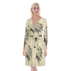 Owl On A Dreamcatcher Long Sleeve Velvet Front Wrap Dress by FantasyWorld7