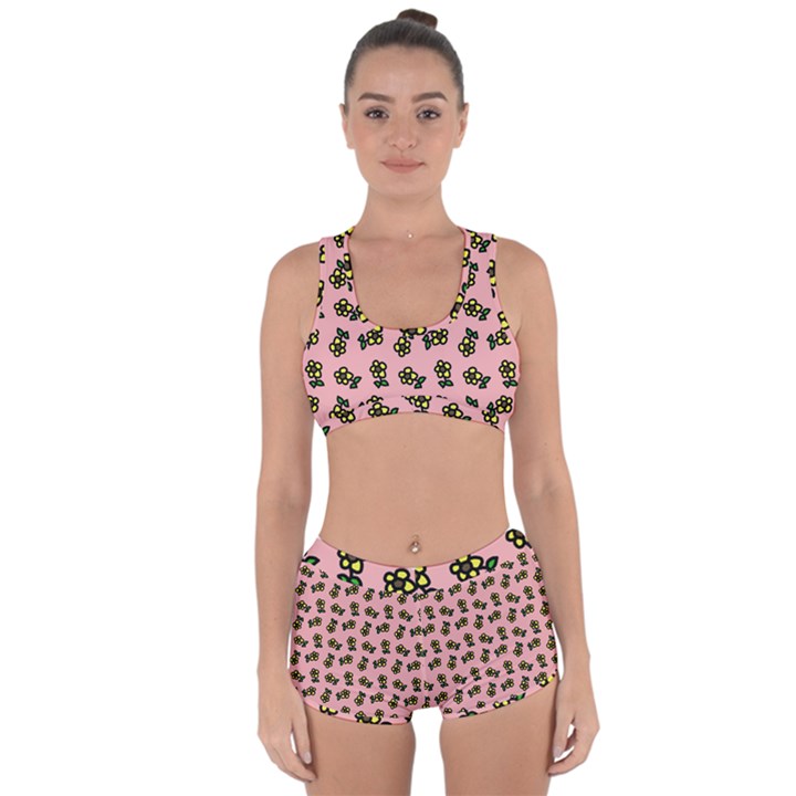 Daisy Pink Racerback Boyleg Bikini Set