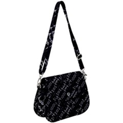 Black And White Ethnic Geometric Pattern Saddle Handbag by dflcprintsclothing