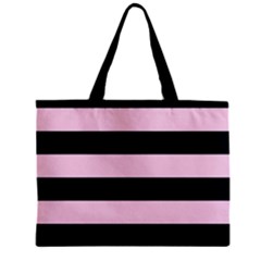 Black And Light Pastel Pink Large Stripes Goth Mime French Style Zipper Mini Tote Bag by genx