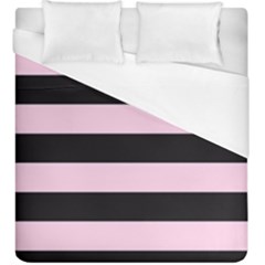 Black And Light Pastel Pink Large Stripes Goth Mime French Style Duvet Cover (king Size) by genx