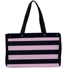 Black And Light Pastel Pink Large Stripes Goth Mime French Style Canvas Work Bag by genx