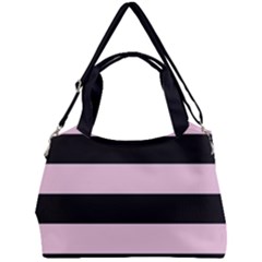 Black And Light Pastel Pink Large Stripes Goth Mime French Style Double Compartment Shoulder Bag by genx