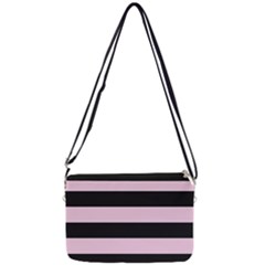 Black And Light Pastel Pink Large Stripes Goth Mime French Style Double Gusset Crossbody Bag by genx