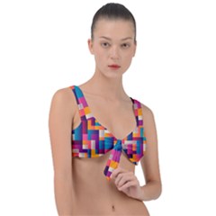 Abstract Geometry Blocks Front Tie Bikini Top by Bajindul