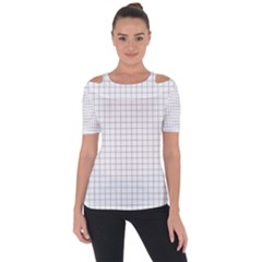 Aesthetic Black And White Grid Paper Imitation Shoulder Cut Out Short Sleeve Top by genx