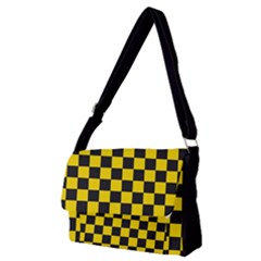 Checkerboard Pattern Black And Yellow Ancap Libertarian Full Print Messenger Bag (m) by snek