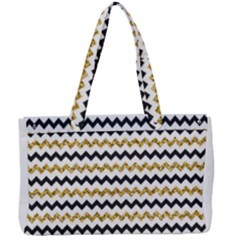 Black And Gold Glitters Zigzag Retro Pattern Golden Metallic Texture Canvas Work Bag by genx