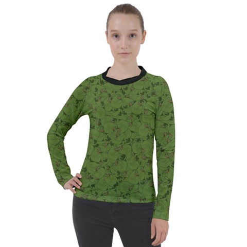 Groyper Pepe The Frog Original Meme Funny Kekistan Green Pattern Women s Pique Long Sleeve Tee by snek