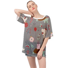 Funny Christmas Pattern Oversized Chiffon Top by Vaneshart