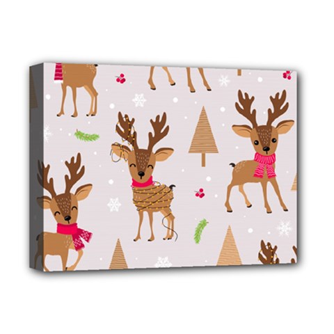 Christmas Seamless Pattern With Reindeer Deluxe Canvas 16  X 12  (stretched)  by Vaneshart