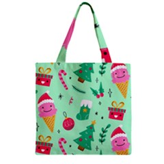 Funny Christmas Pattern Background Zipper Grocery Tote Bag by Vaneshart