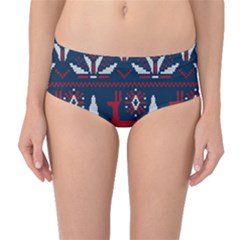 Knitted Christmas Pattern Mid-waist Bikini Bottoms by Vaneshart