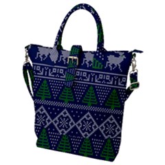 Beautiful Knitted Christmas Pattern Buckle Top Tote Bag by Vaneshart