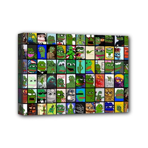 Pepe The Frog Memes Of 2019 Picture Patchwork Pattern Mini Canvas 7  X 5  (stretched) by snek