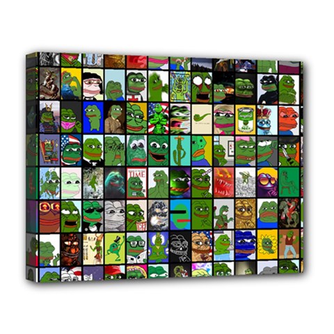 Pepe The Frog Memes Of 2019 Picture Patchwork Pattern Canvas 14  X 11  (stretched) by snek