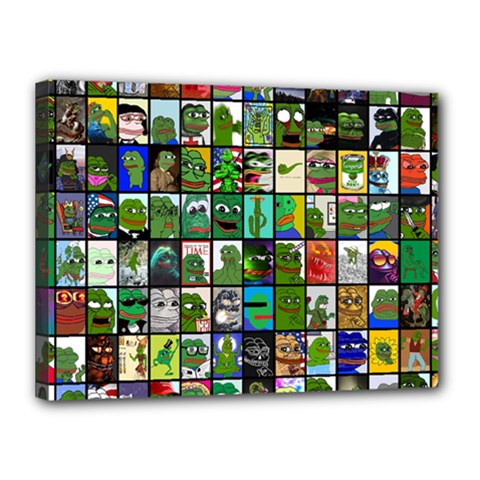 Pepe The Frog Memes Of 2019 Picture Patchwork Pattern Canvas 16  X 12  (stretched) by snek