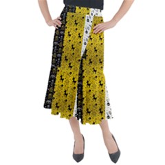 Black Golden Christmas Pattern Collection Midi Mermaid Skirt by Vaneshart