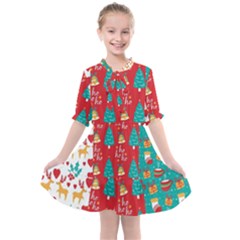 Funny Christmas Pattern Hohoho Kids  All Frills Chiffon Dress by Vaneshart