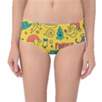 Colorful Funny Christmas Pattern Cool Ho Ho Ho Lol Mid-Waist Bikini Bottoms