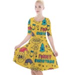 Colorful Funny Christmas Pattern Cool Ho Ho Ho Lol Quarter Sleeve A-Line Dress