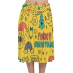 Colorful Funny Christmas Pattern Cool Ho Ho Ho Lol Velvet Flared Midi Skirt