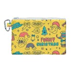 Colorful Funny Christmas Pattern Cool Ho Ho Ho Lol Canvas Cosmetic Bag (Large)