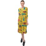 Colorful Funny Christmas Pattern Cool Ho Ho Ho Lol Ruffle End Midi Chiffon Dress