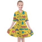 Colorful Funny Christmas Pattern Cool Ho Ho Ho Lol Kids  All Frills Chiffon Dress