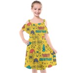 Colorful Funny Christmas Pattern Cool Ho Ho Ho Lol Kids  Cut Out Shoulders Chiffon Dress