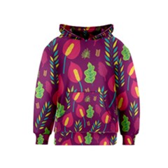 Tropical Flowers On Deep Magenta Kids  Pullover Hoodie by mccallacoulture
