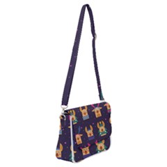 Funny Christmas Pattern With Reindeers Shoulder Bag With Back Zipper