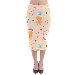 Funny Christmas Pattern Background Velvet Midi Pencil Skirt by Vaneshart