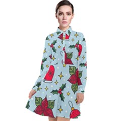 Colorful Funny Christmas Pattern Long Sleeve Chiffon Shirt Dress by Vaneshart