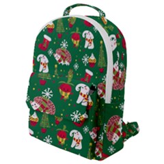 Colorful Funny Christmas Pattern Green Flap Pocket Backpack (small)