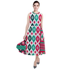 Flat Design Christmas Pattern Collection Round Neck Boho Dress