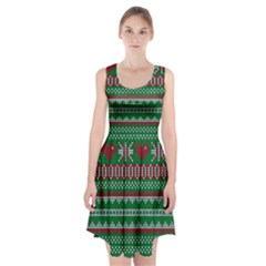 Knitted Christmas Pattern Green Red Racerback Midi Dress by Vaneshart