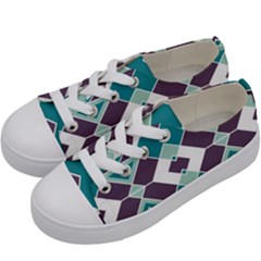 Teal And Plum Geometric Pattern Kids  Low Top Canvas Sneakers by mccallacoulture