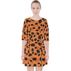 Orange Cheetah Animal Print Pocket Dress