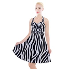 Thin Zebra Animal Print Halter Party Swing Dress  by mccallacoulture