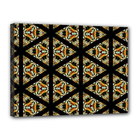 Pattern Stained Glass Triangles Canvas 16  X 12  (stretched) by HermanTelo