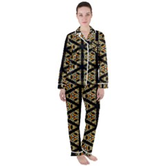 Pattern Stained Glass Triangles Satin Long Sleeve Pyjamas Set by HermanTelo