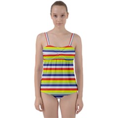 Stripey 2 Twist Front Tankini Set by anthromahe