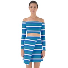 Stripey 3 Off Shoulder Top With Skirt Set by anthromahe