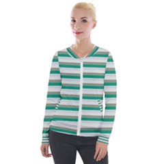 Stripey 4 Velour Zip Up Jacket by anthromahe