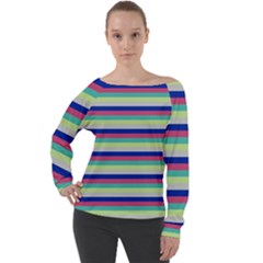 Stripey 6 Off Shoulder Long Sleeve Velour Top by anthromahe