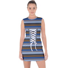 Stripey 7 Lace Up Front Bodycon Dress by anthromahe